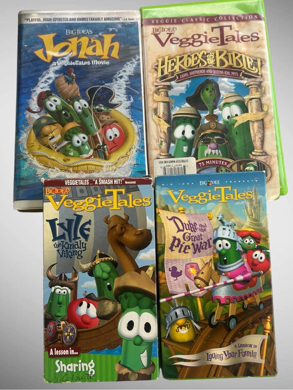 VeggieTales VHS Lot of 4 Jonah Heroes Bible Lyle Duke Y2K Kids